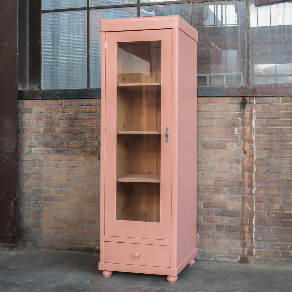 Roze eendeurs vitrinekast - Afbeelding 2