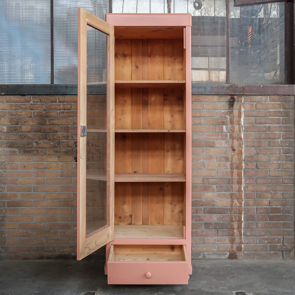 Roze eendeurs vitrinekast - Afbeelding 3