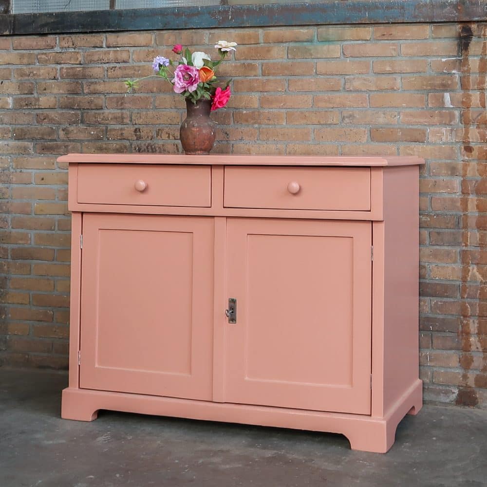 Brocante roze dressoir - Afbeelding 2