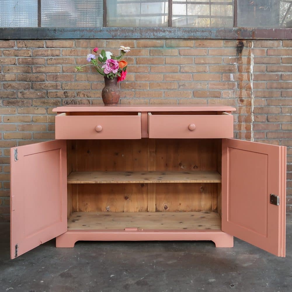Brocante roze dressoir - Afbeelding 3
