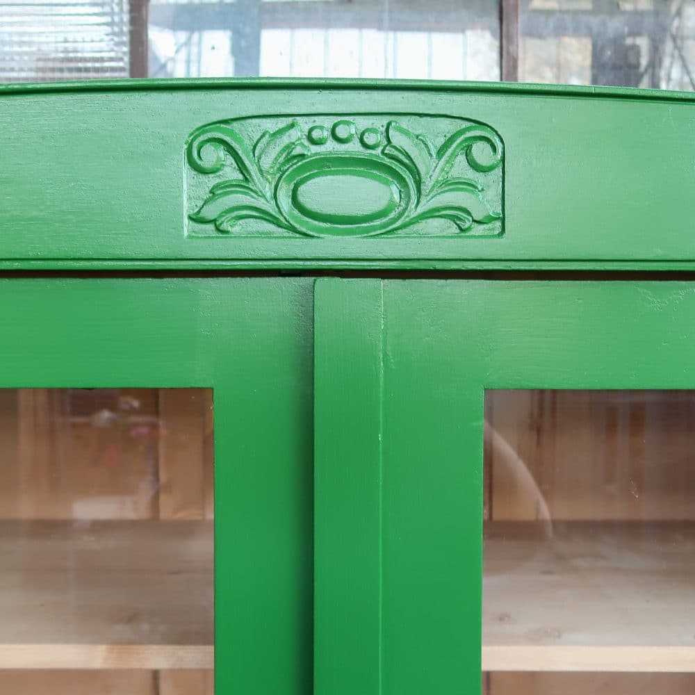 Brocante groene vitrinekast - Afbeelding 4
