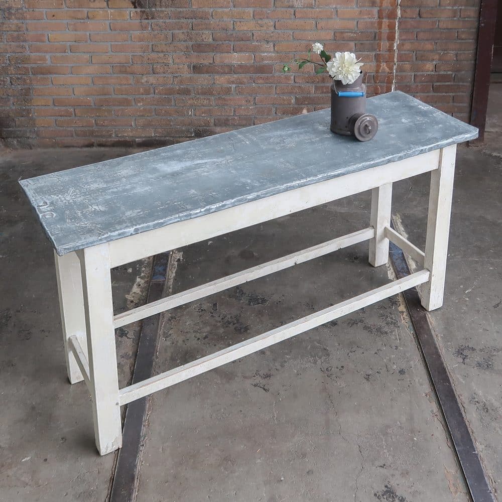 Brocante tafel met zinken blad - Afbeelding 2