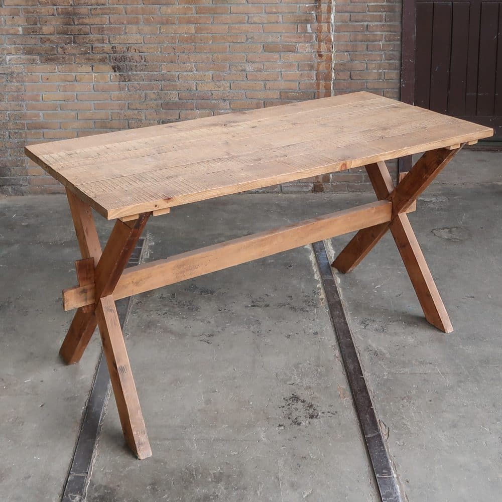 Houten kruispoot werktafel - Afbeelding 2