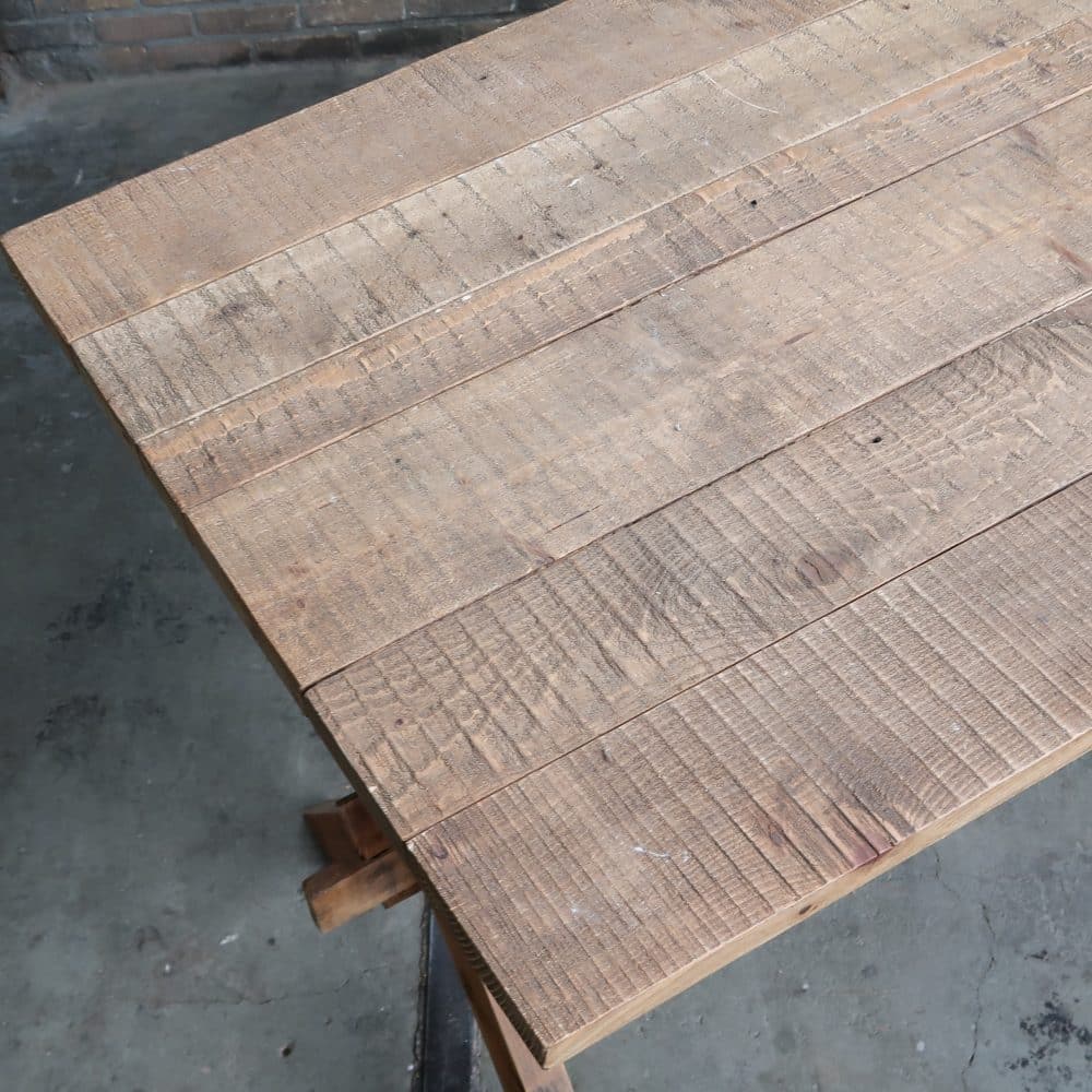 Houten kruispoot werktafel - Afbeelding 3