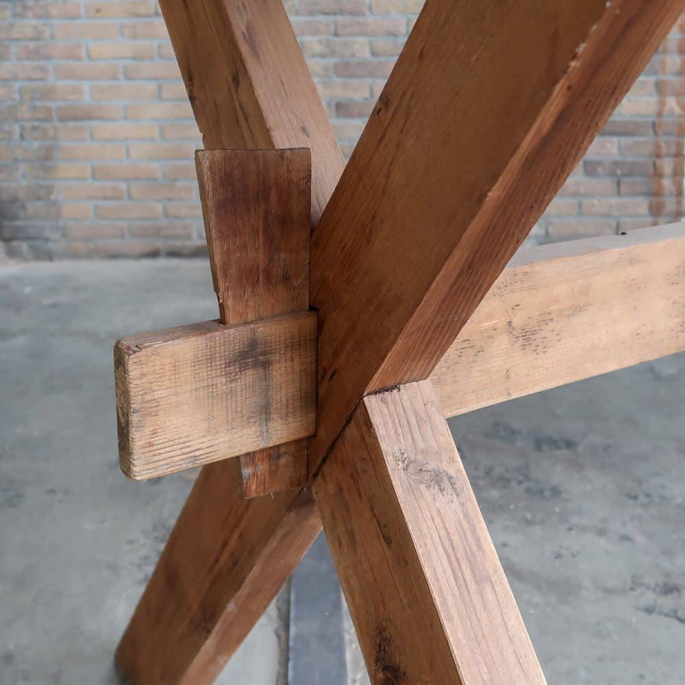 Houten kruispoot werktafel - Afbeelding 6