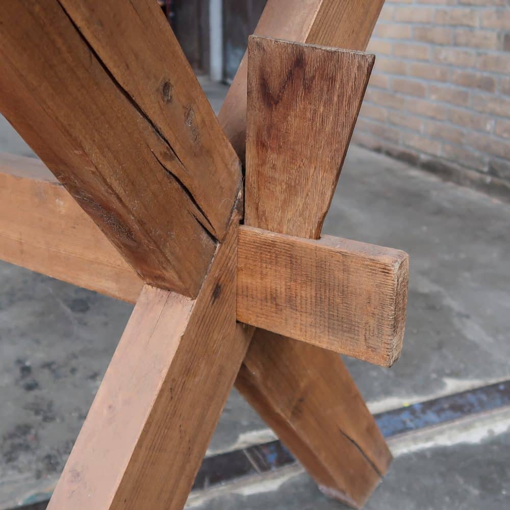 Houten kruispoot werktafel - Afbeelding 7