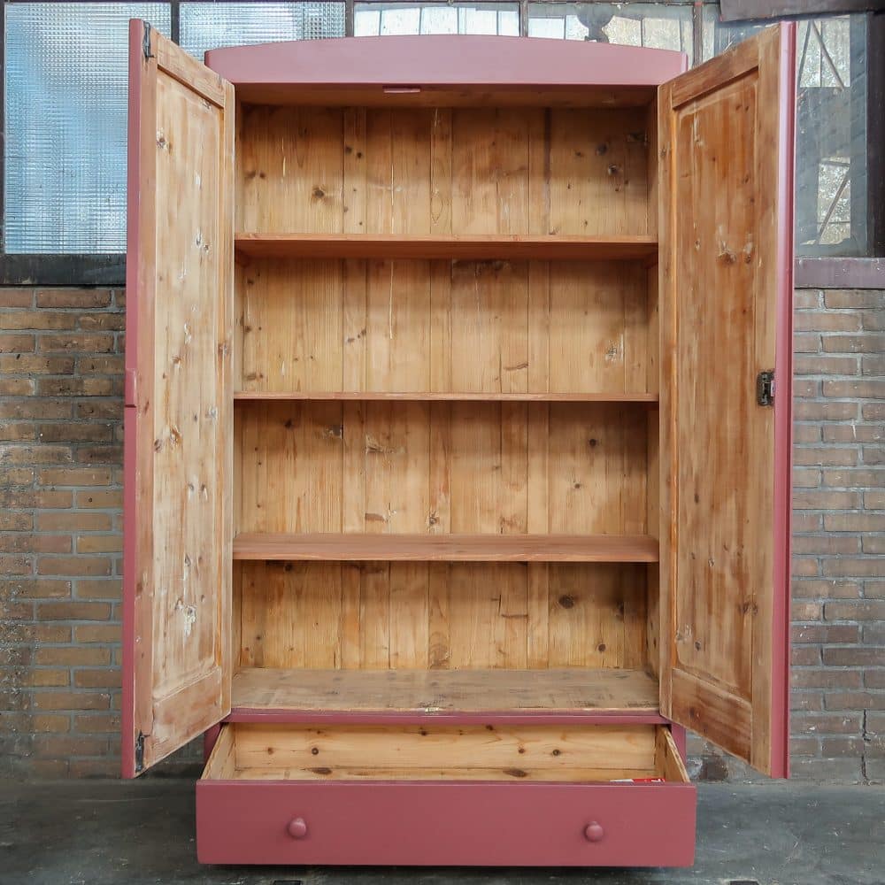 Brocante oud roze linnenkast - Afbeelding 3