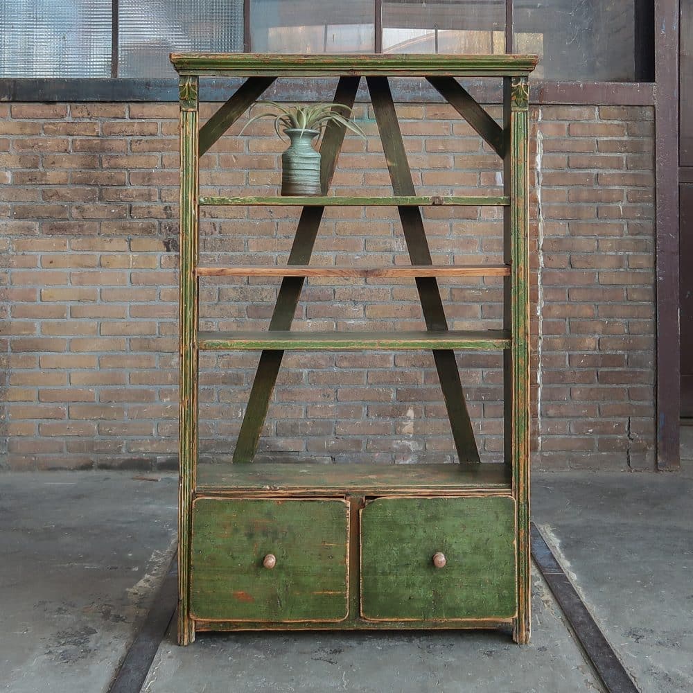 Brocante boekenrek met lades - Afbeelding 2