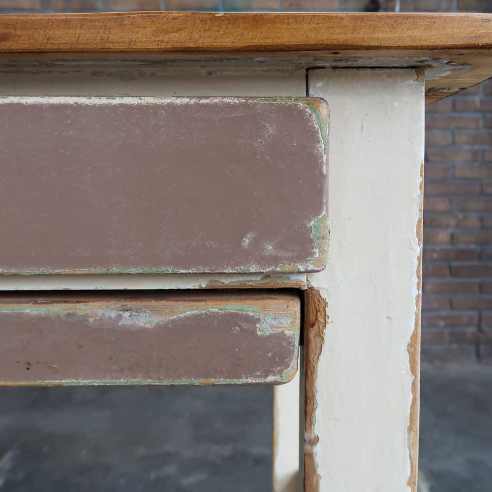 Brocante tafeltje met uitschuifbare plank - Afbeelding 8