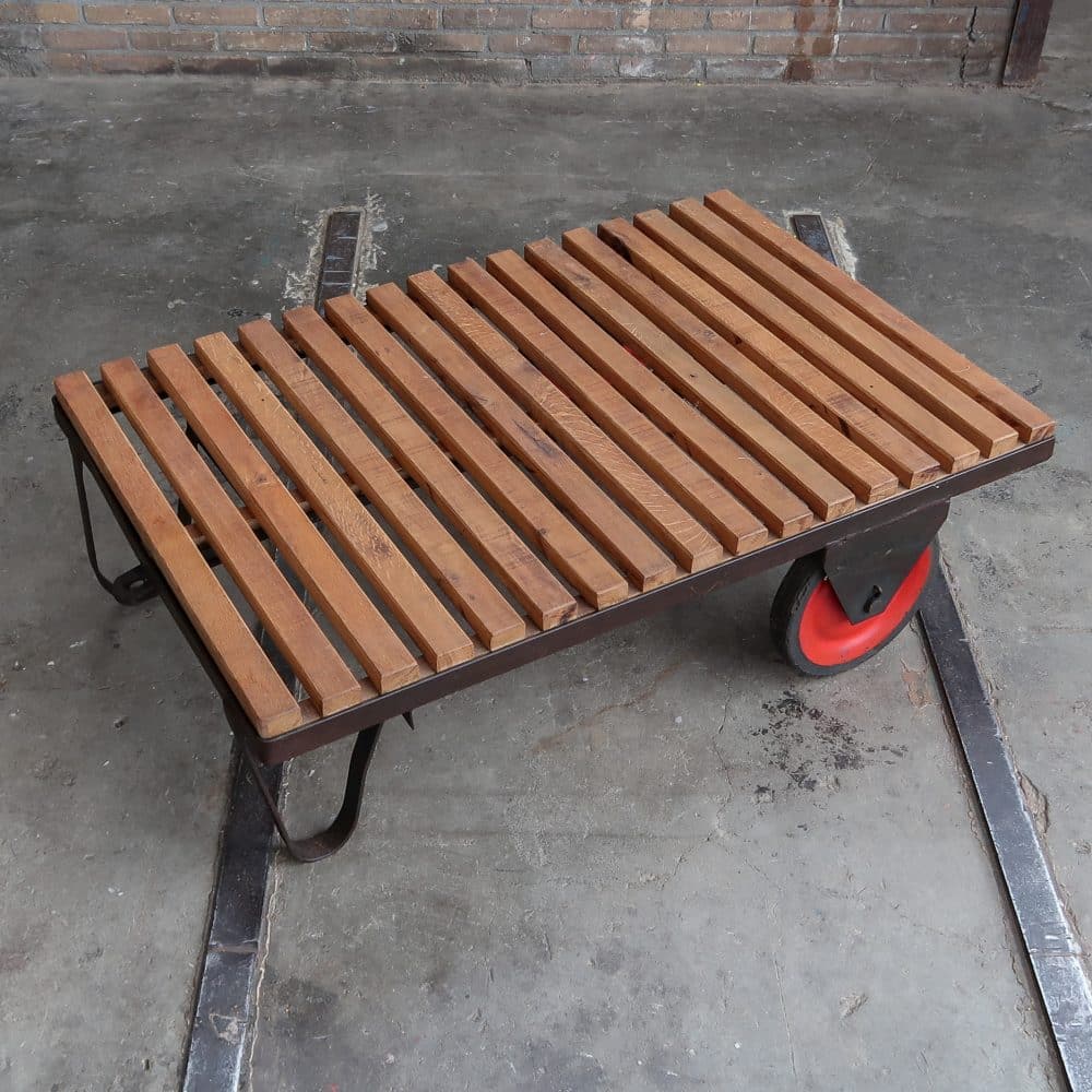 Industriële kar - salontafel - Afbeelding 2