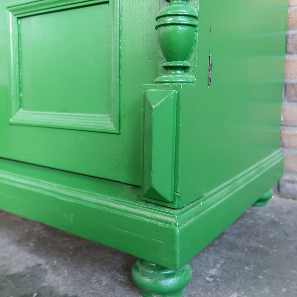 Brocante groene linnenkast - Afbeelding 13