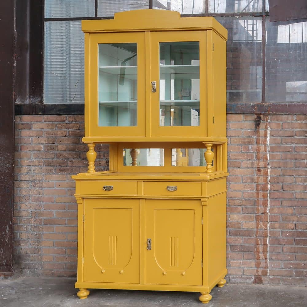 Brocante gele buffetkast - Afbeelding 2