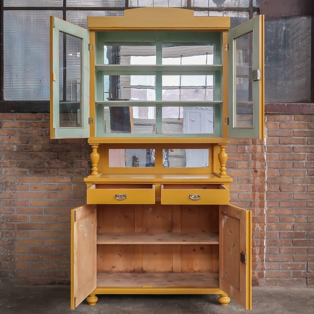 Brocante gele buffetkast - Afbeelding 3