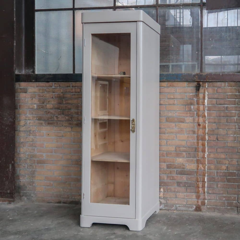 Eendeurs taupe vitrinekast - Afbeelding 2