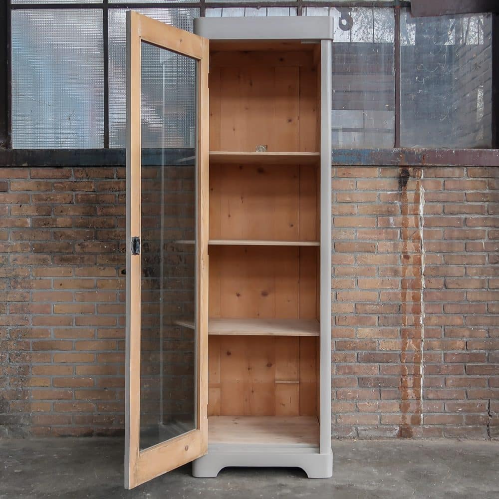 Eendeurs taupe vitrinekast - Afbeelding 3