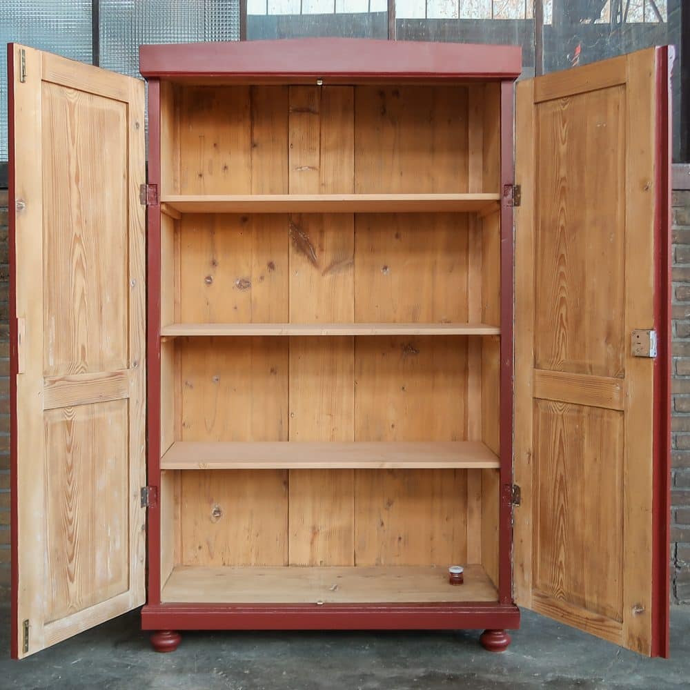 Brocante rode linnenkast - Afbeelding 3