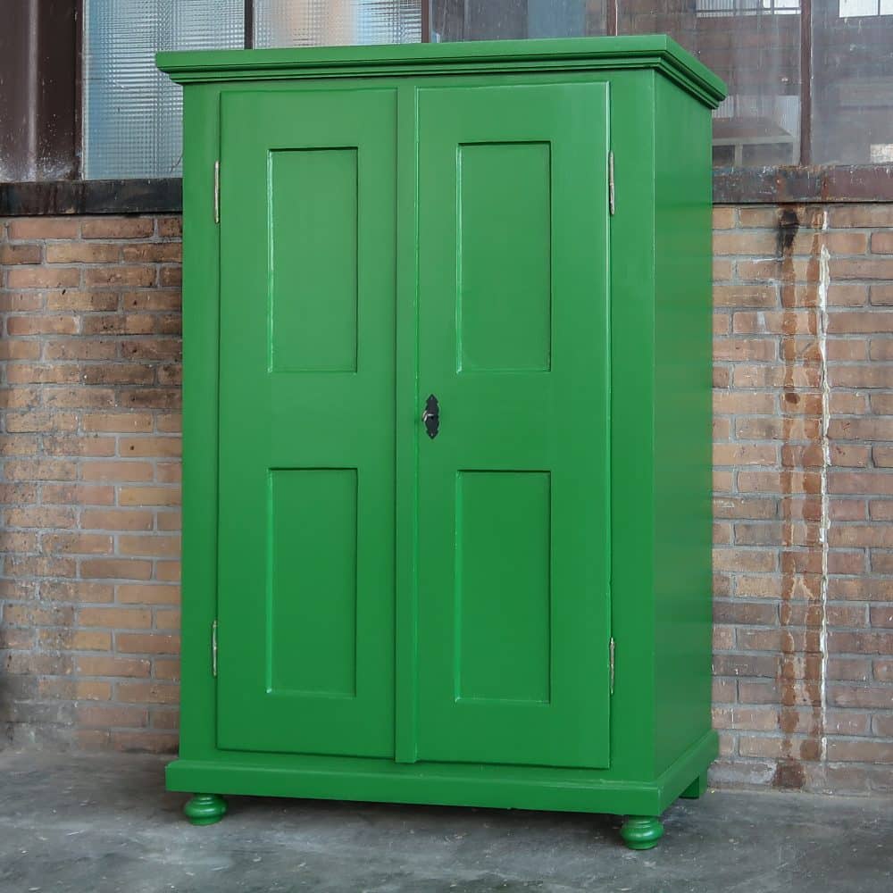 Brocante groene linnenkast - Afbeelding 2