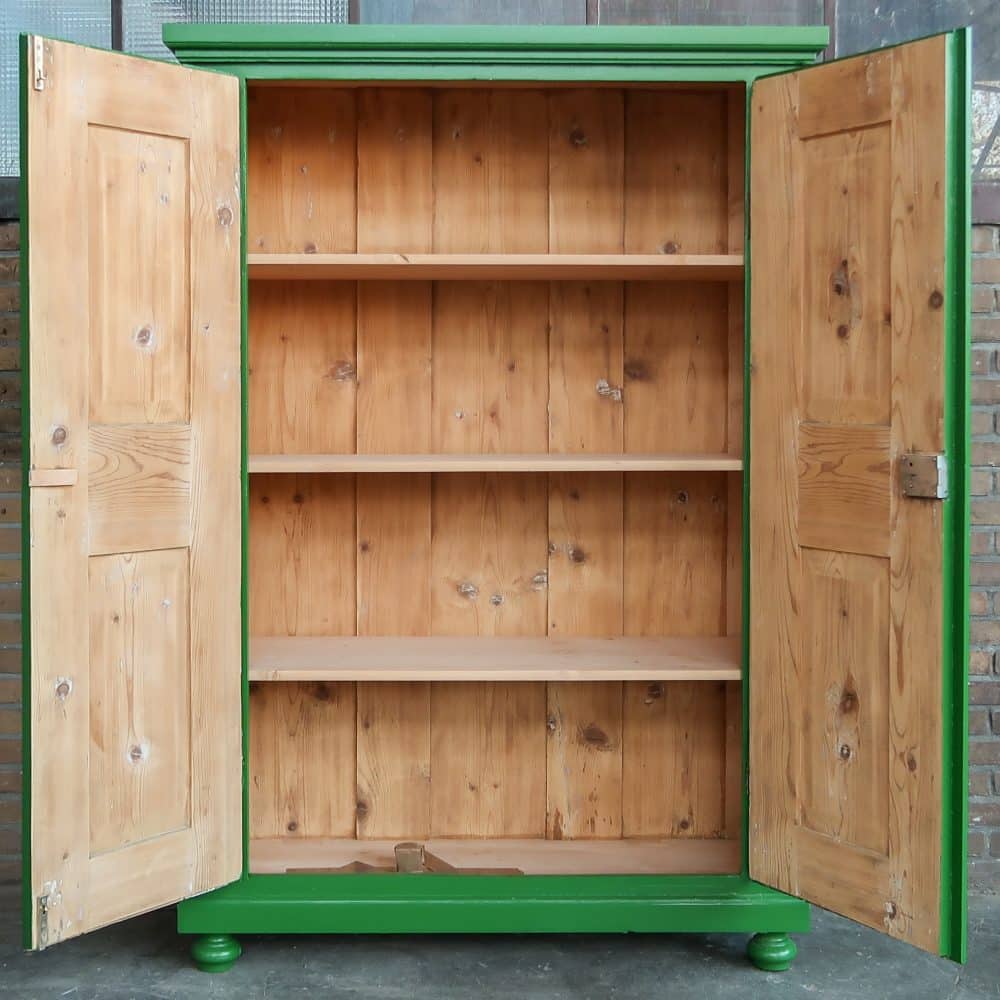 Brocante groene linnenkast - Afbeelding 3
