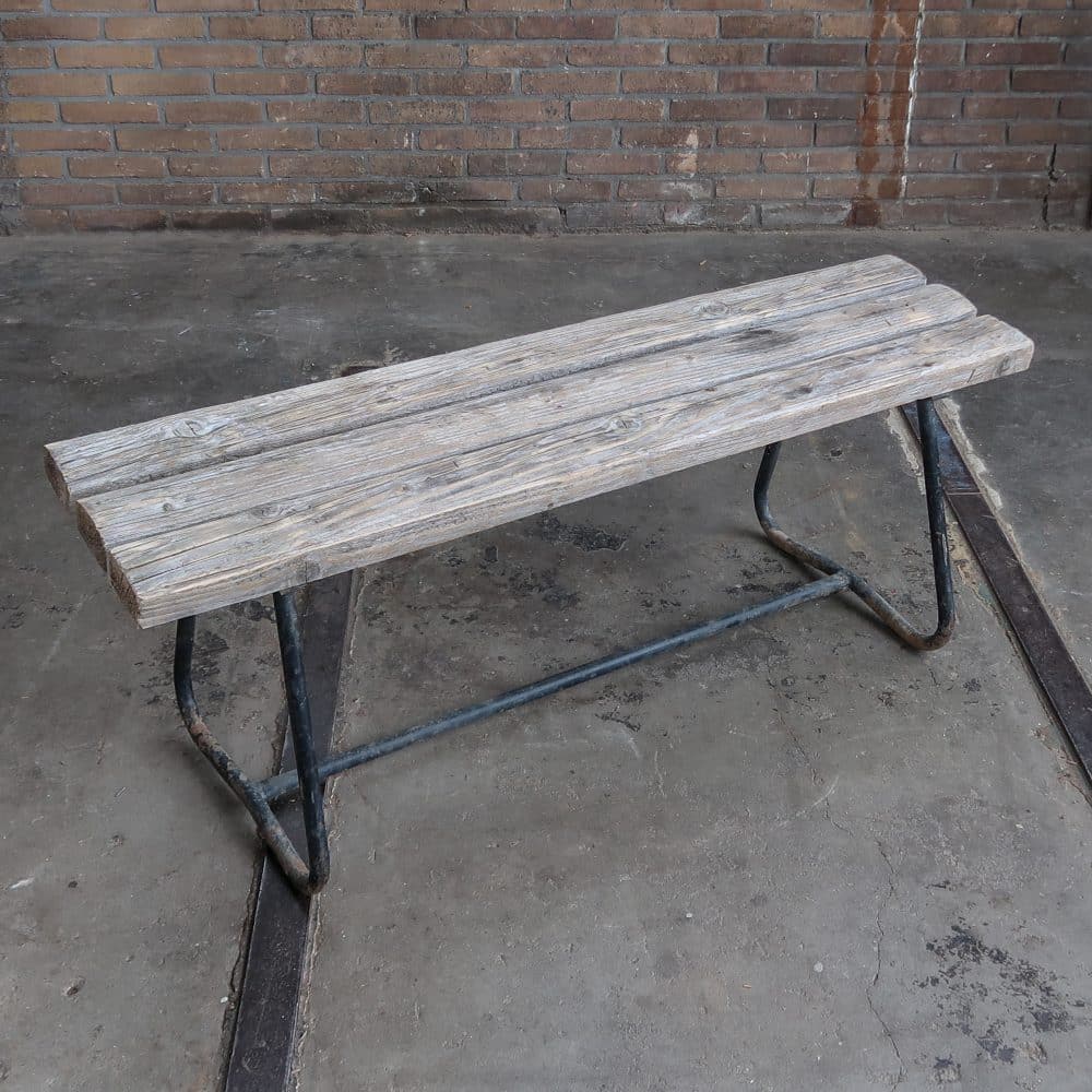 Brocante houten bankje - Afbeelding 2