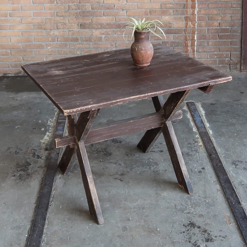 Brocante kruispoot tafeltje - Afbeelding 2