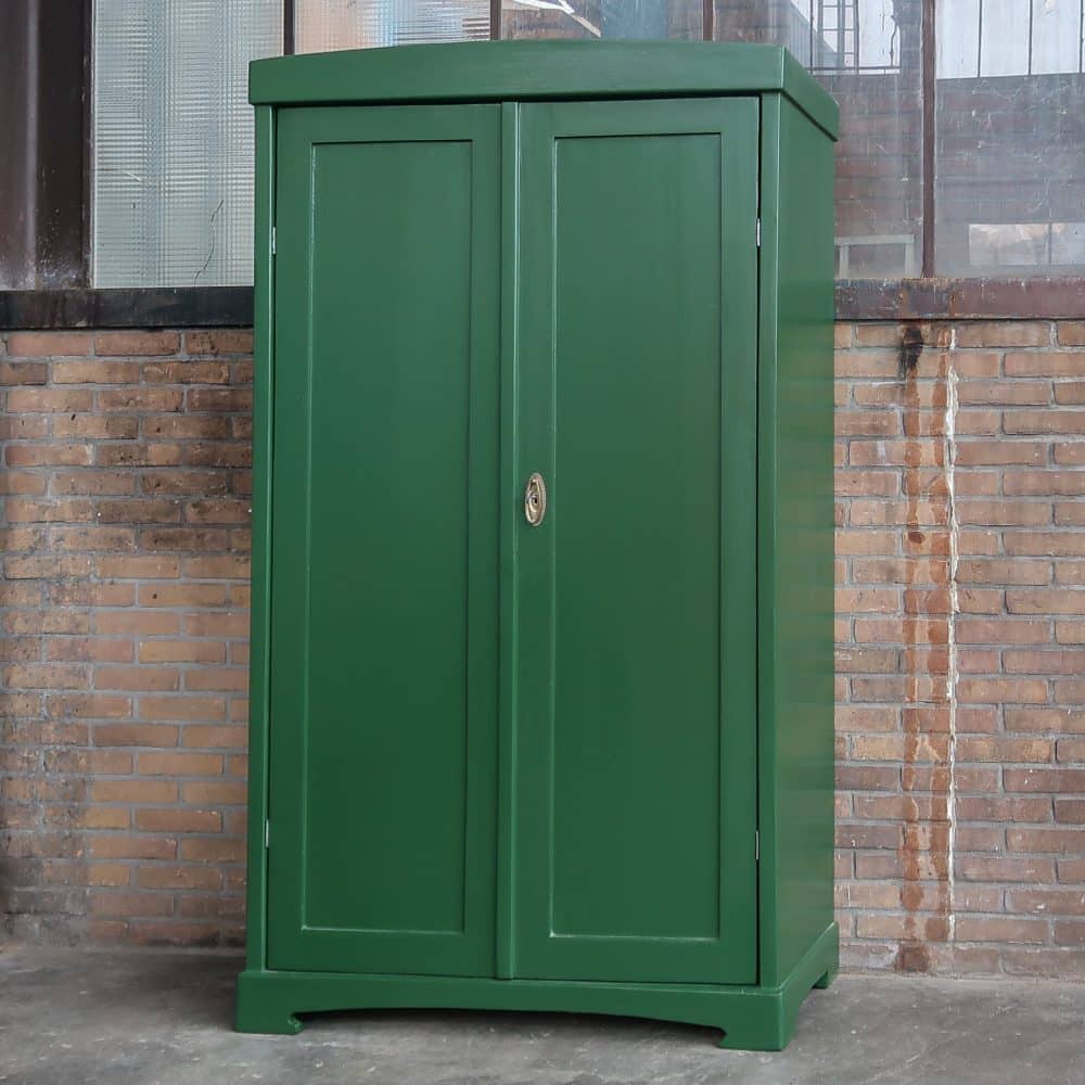 Brocante groene linnenkast - Afbeelding 2