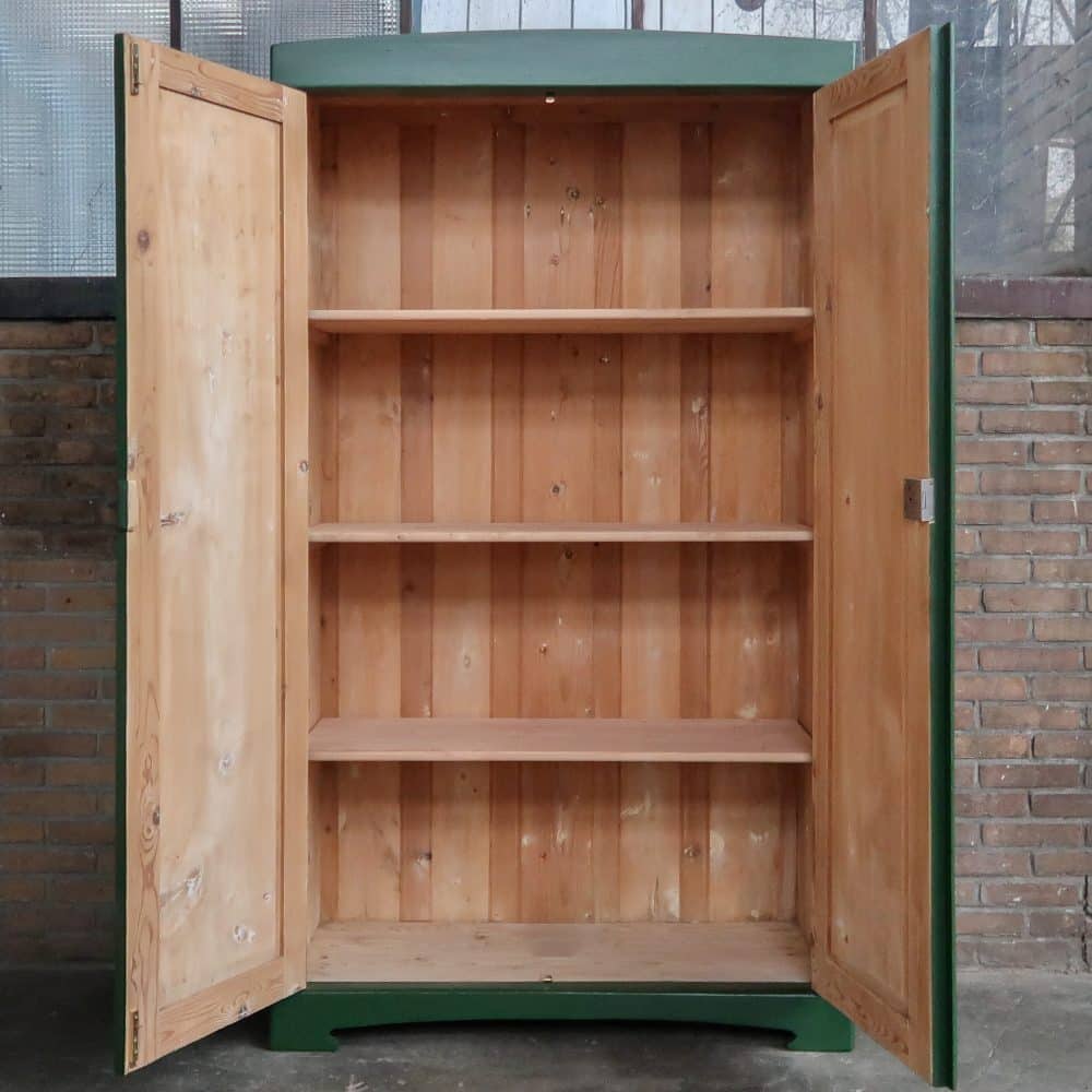 Brocante groene linnenkast - Afbeelding 3
