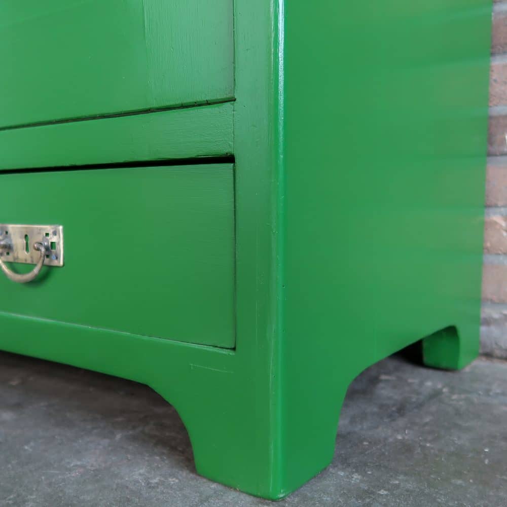 Brocante groene linnenkast - Afbeelding 8