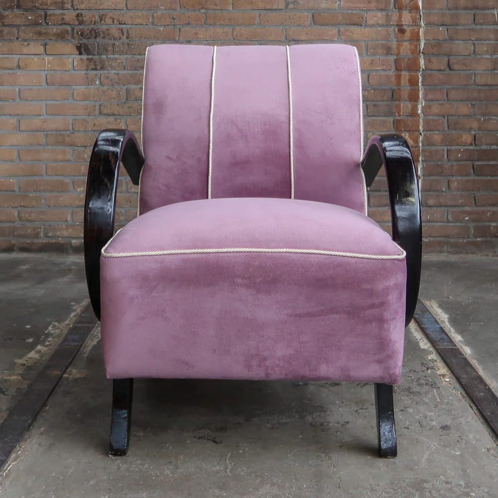 Vintage roze fauteuil - Halabala - Afbeelding 2