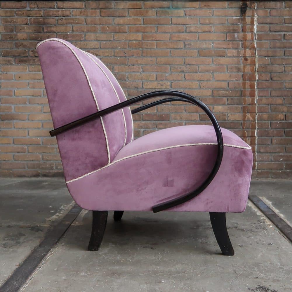 Vintage roze fauteuil - Halabala - Afbeelding 3