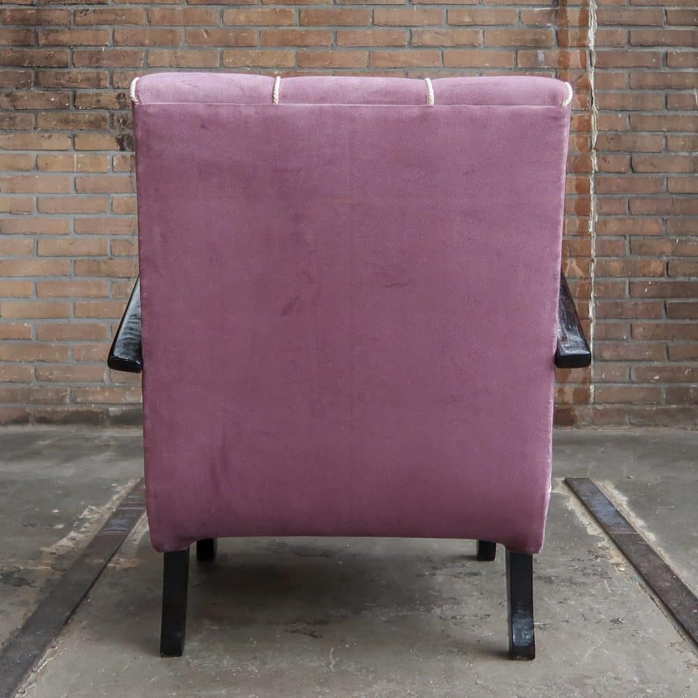 Vintage roze fauteuil - Halabala - Afbeelding 4