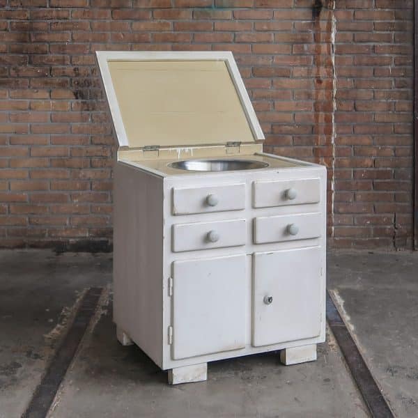 Brocante houten wastafel