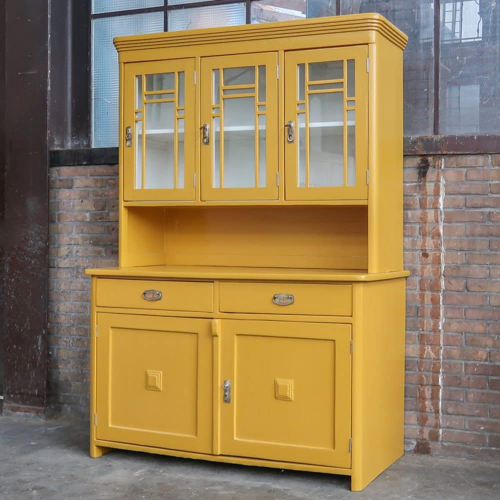 Brocante gele buffetkast - Afbeelding 2