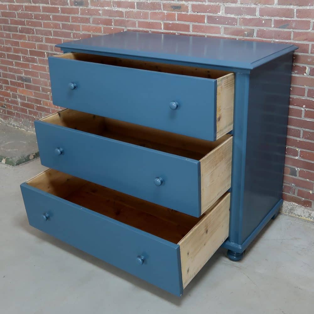 Blauwe brocante ladekast - Afbeelding 3