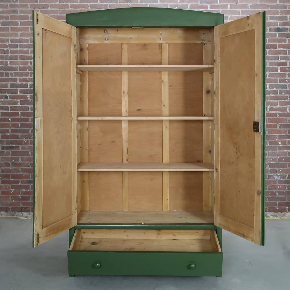 Brocante groene linnenkast - Afbeelding 3