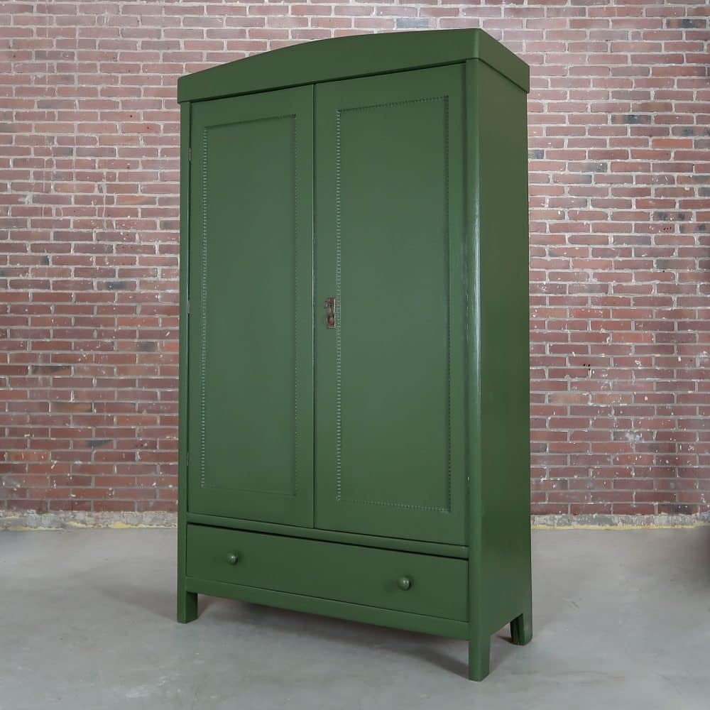 Brocante groene linnenkast - Afbeelding 2