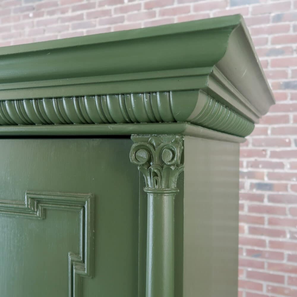 Brocante groene linnenkast - Afbeelding 4