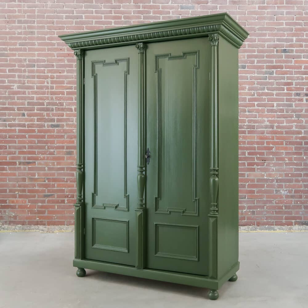 Brocante groene linnenkast - Afbeelding 9