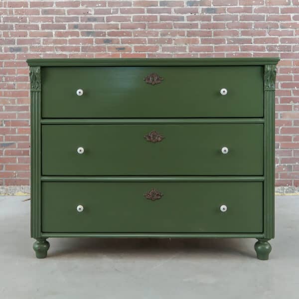 Groene brocante ladekast