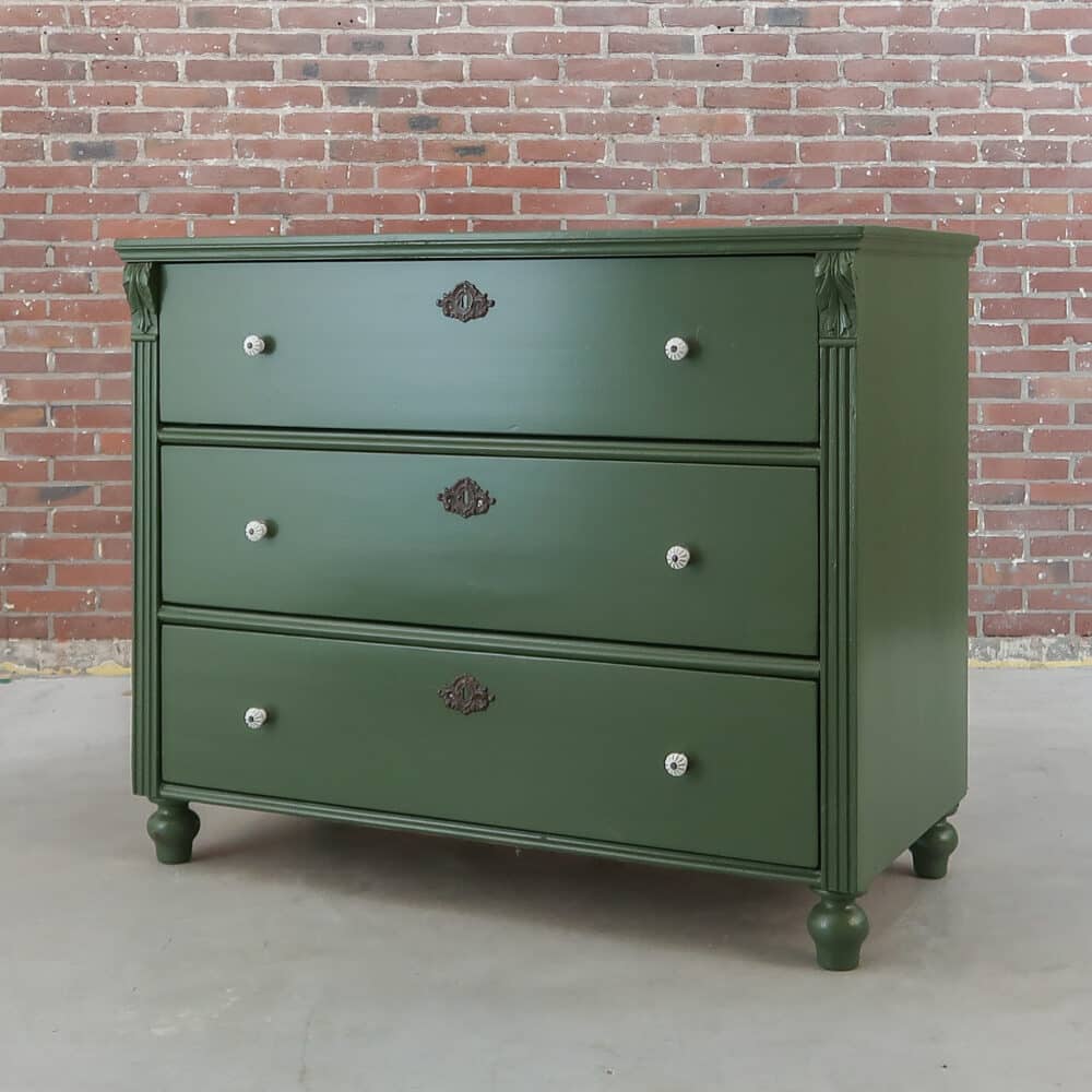 Groene brocante ladekast - Afbeelding 2