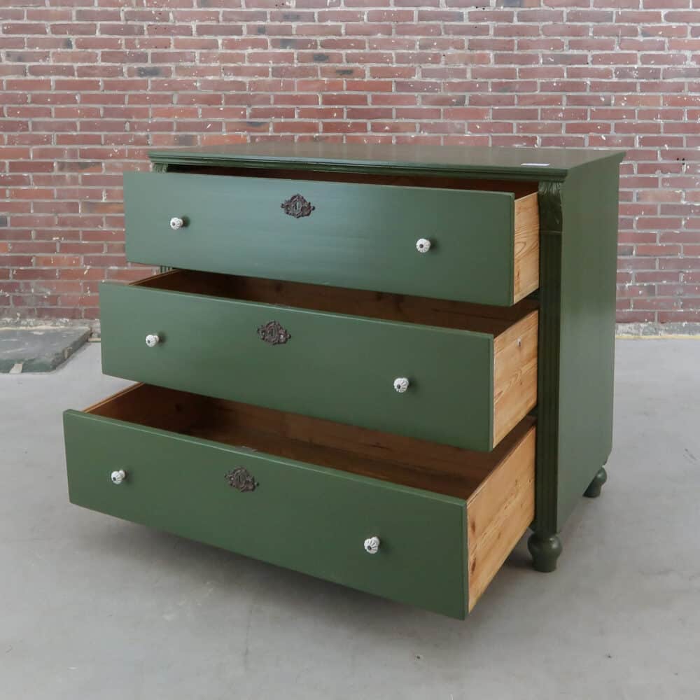Groene brocante ladekast - Afbeelding 3