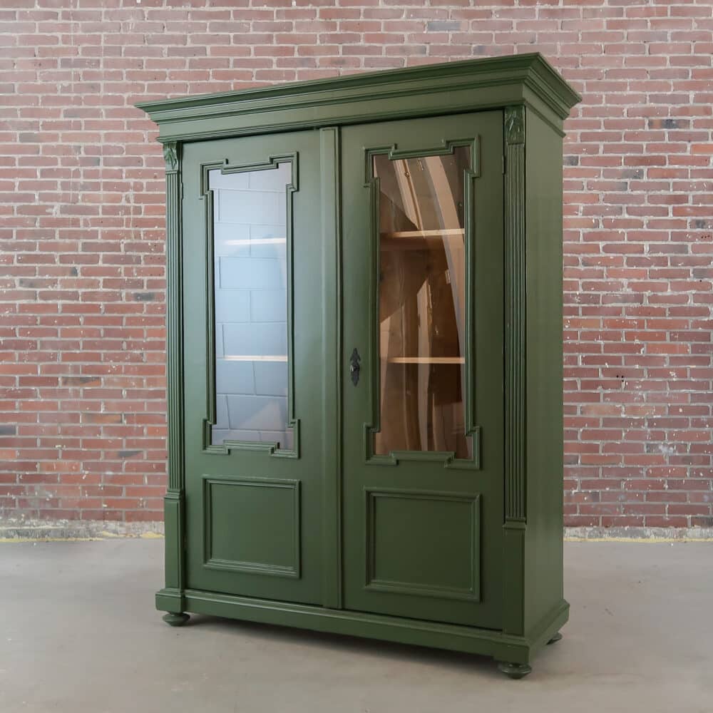 Brocante groene vitrinekast - Afbeelding 9