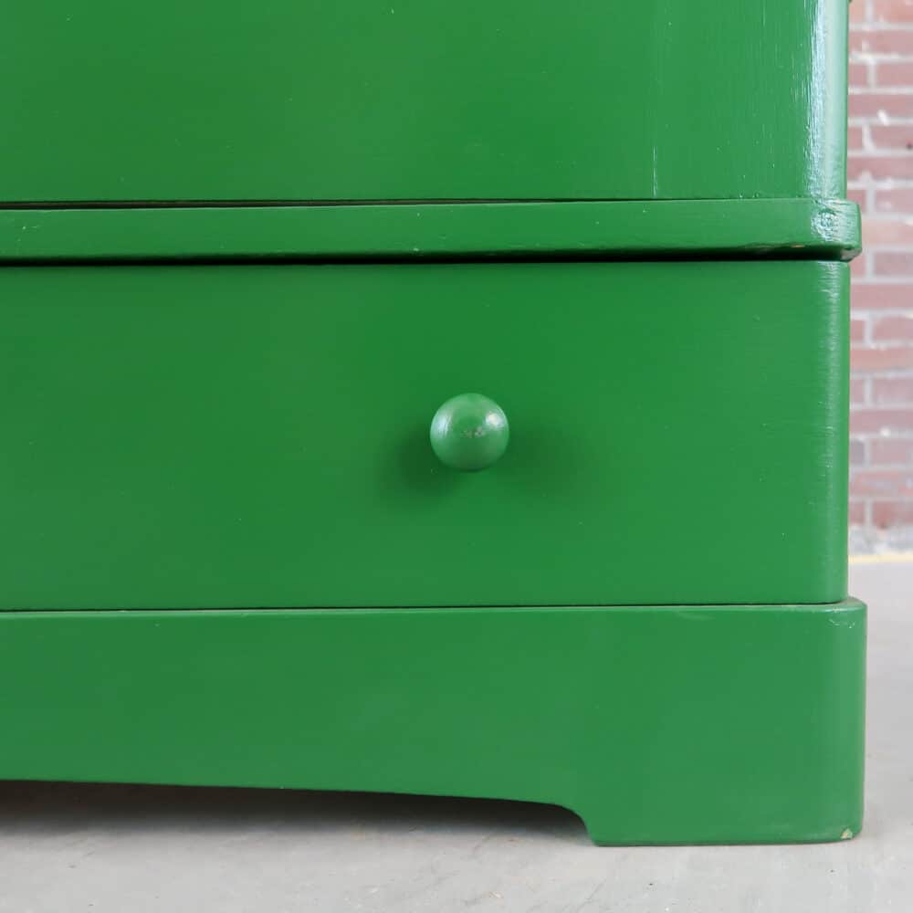 Brocante groene linnenkast - Afbeelding 6