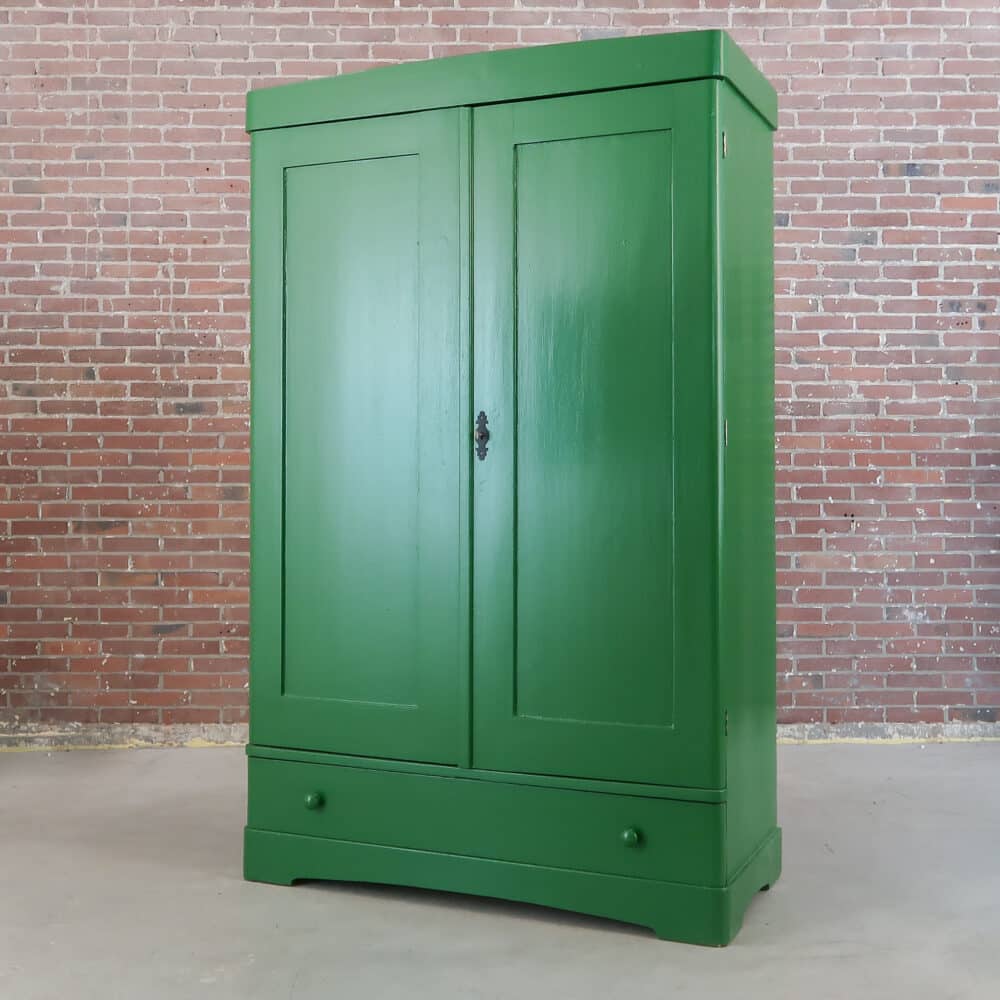 Brocante groene linnenkast - Afbeelding 7