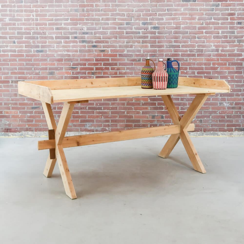 Houten kruispoot werktafel