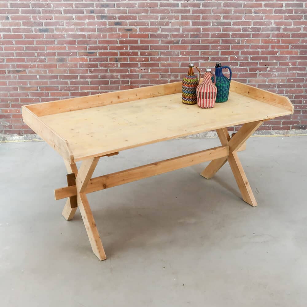 Houten kruispoot werktafel - Afbeelding 2