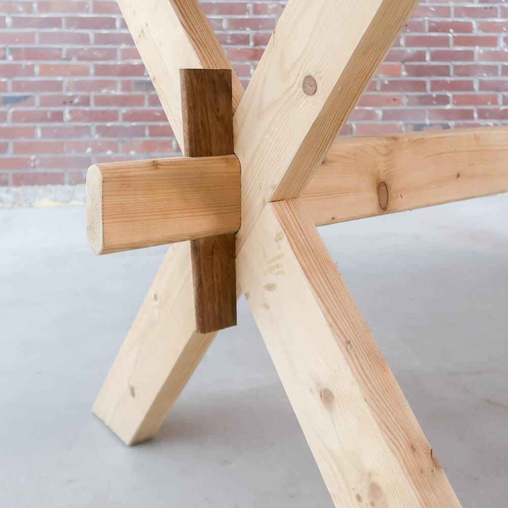 Houten kruispoot werktafel - Afbeelding 8