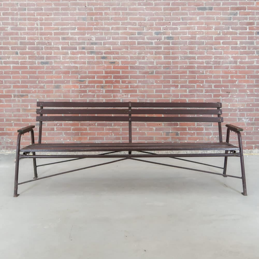 Brocante bruine parkbank - Afbeelding 2