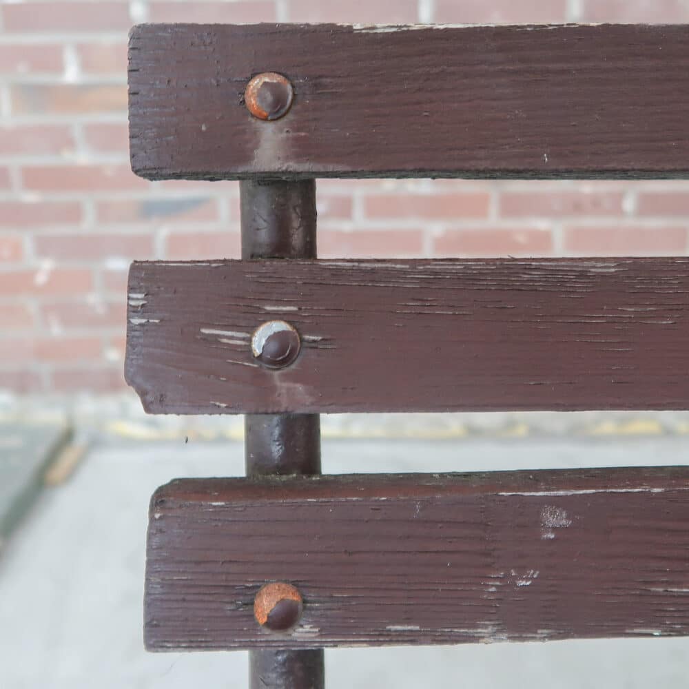Brocante bruine parkbank - Afbeelding 4