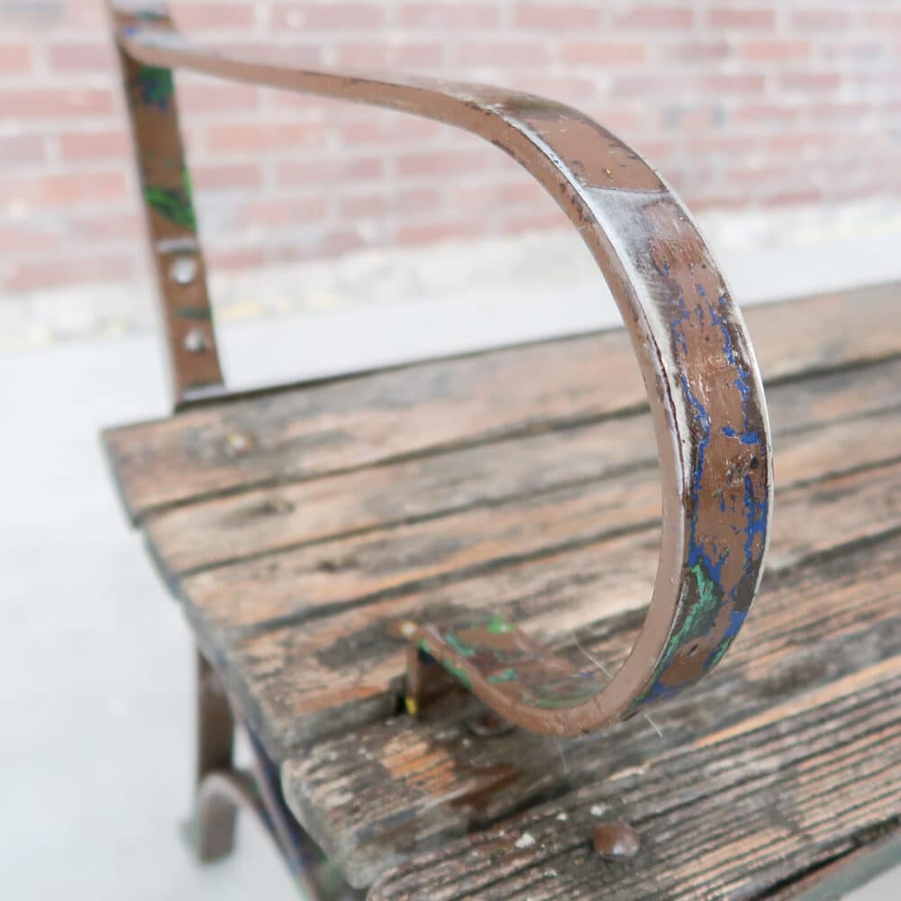 Brocante bruine parkbank - Afbeelding 6