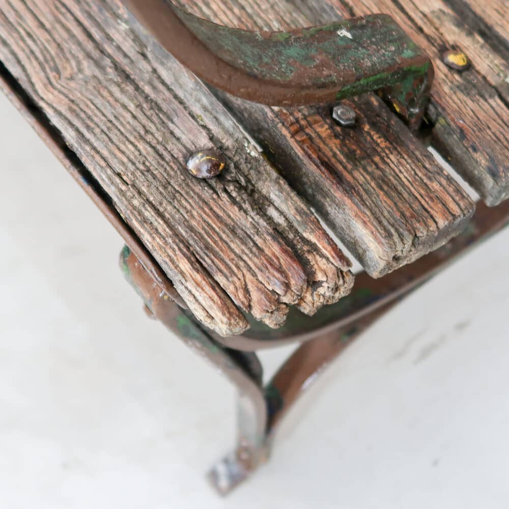 Brocante bruine parkbank - Afbeelding 7